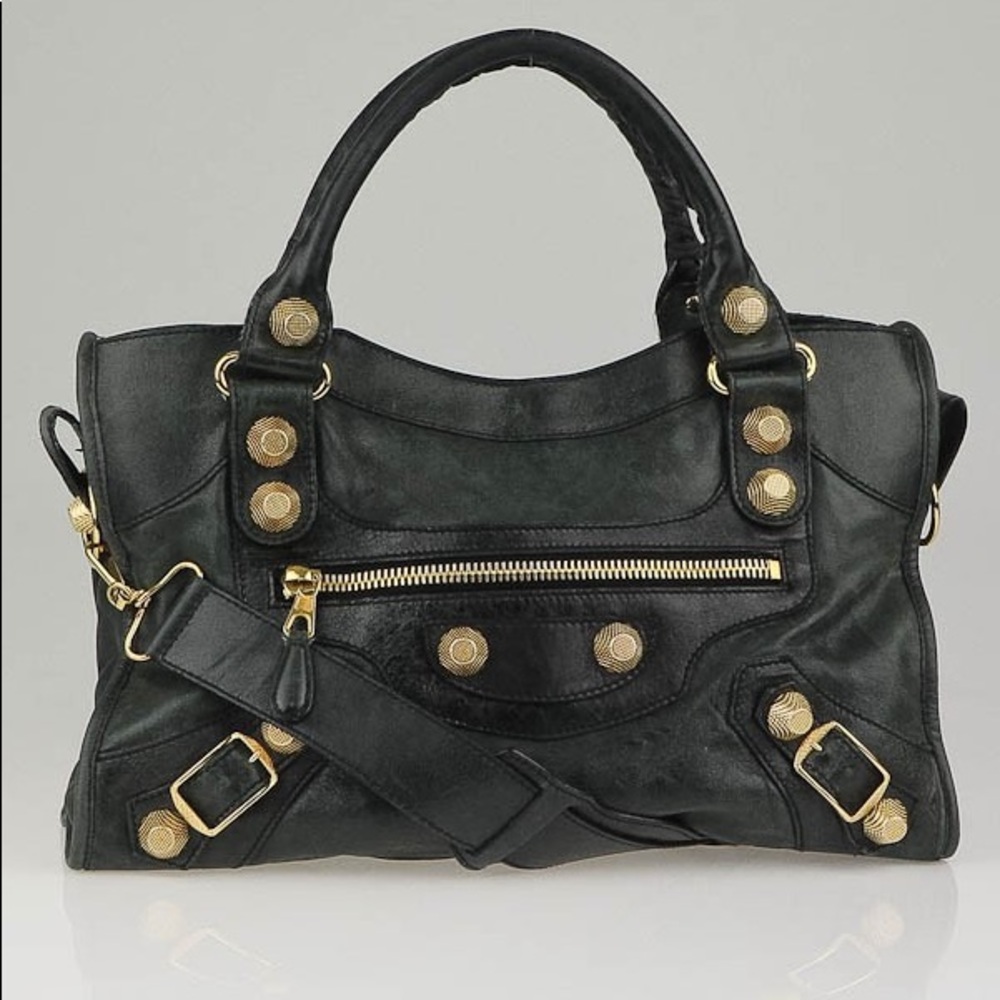 BALENCIAGA Giant 21 Gold Motorcycle City Bag